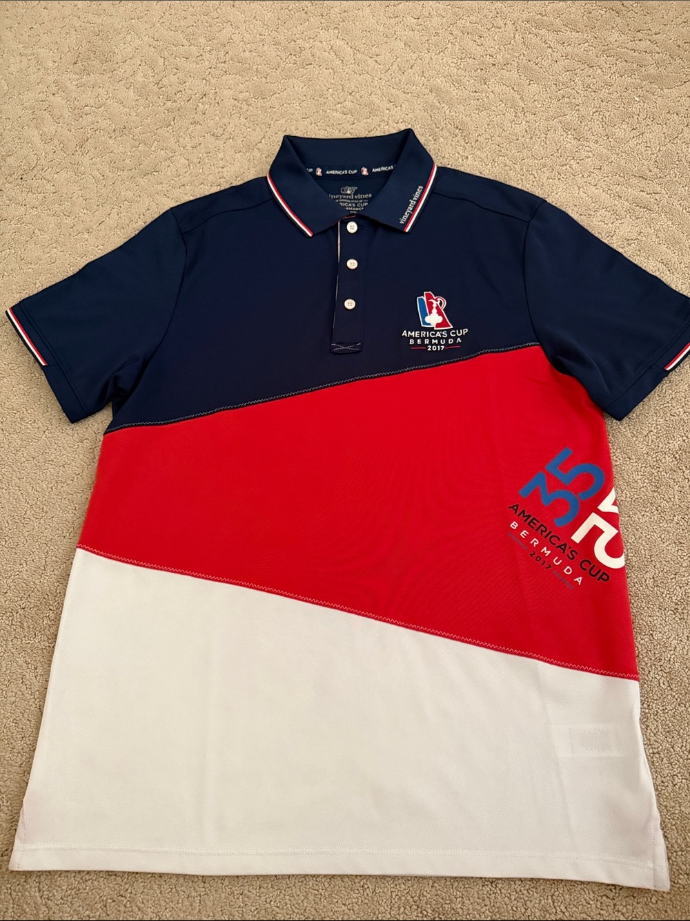 Vineyard Vines America’s Cup Bermuda Performance Polo Shirt - Navy Red White